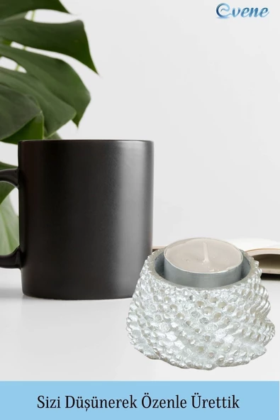 Evene Gümüş Mumluk Şamdan Tealight Ve Ince Mum Uyumlu Ejderha Yumurtası Model - Resim 5