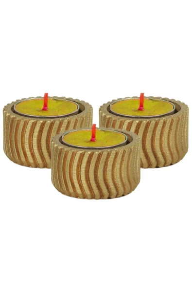 Evene Dekoratif Mumluk Tealight Mumluk Şamdan Mumluk 3 Lü Şamdan Model 26 - 1