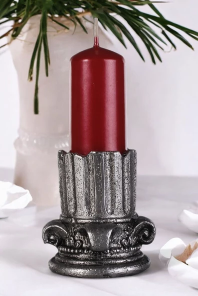 Fonnava Şamdan Mumluk Dekoratif Mumluk Tealight Mumluk Gümüş Eskitme Renk Model 39 - 1