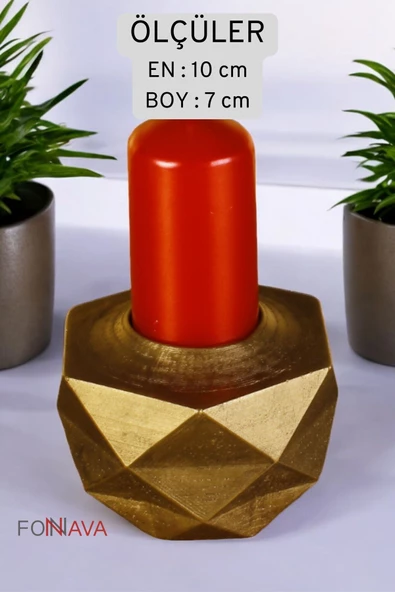 Fonnava Şamdan Mumluk Dekoratif Mumluk Tealight Mumluk Altın Eskitme Renk Model 45 - 5