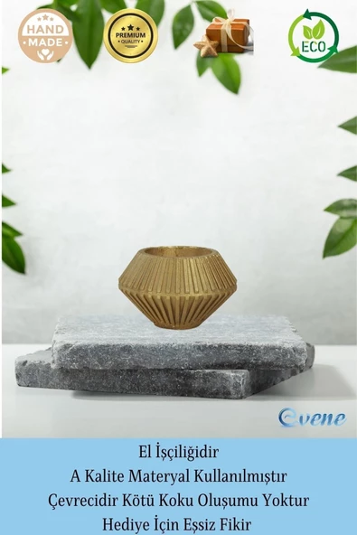 Evene Altın Mumluk Şamdan Tealight Mum Uyumlu Elmas Çizgili Model - 8