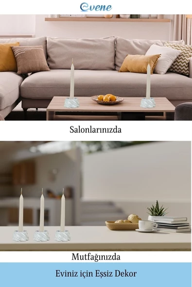 Evene Dekoratif Mumluk Tealight Mumluk Şamdan Mumluk 3 Lü Şamdan Model 40 - 4
