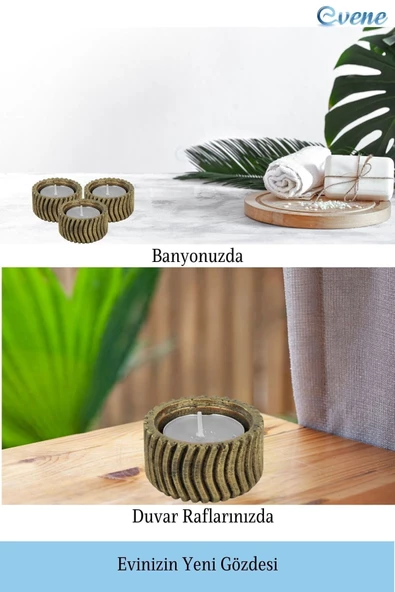 Evene Dekoratif Mumluk Tealight Mumluk Şamdan Mumluk 3 Lü Şamdan Model 26 - Resim 5
