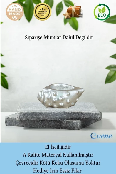 Evene Dekoratif Mumluk Tealight Mumluk Şamdan Mumluk 3 Lü Şamdan Model 32 - 8