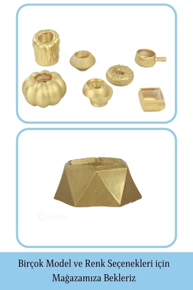 Evene Dekoratif Mumluk Tealight Mumluk Şamdan Mumluk 3 Lü Şamdan Model 36 - Resim 6