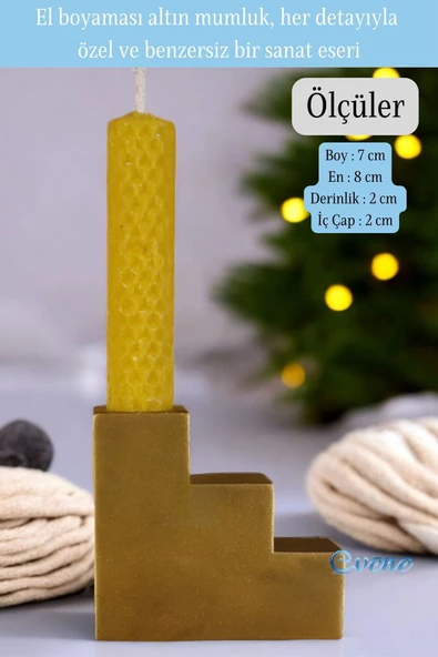 Evene Altın Eskitme Mumluk Şamdan Ince Mum Uyumlu Model 18 - Resim 2