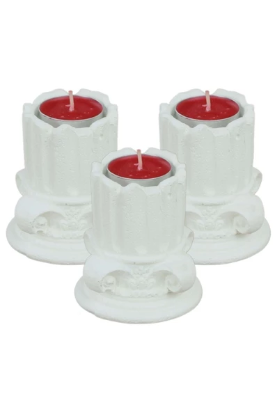 Evene Dekoratif Mumluk Tealight Mumluk Şamdan Mumluk 3 Lü Şamdan Model 39 - 1