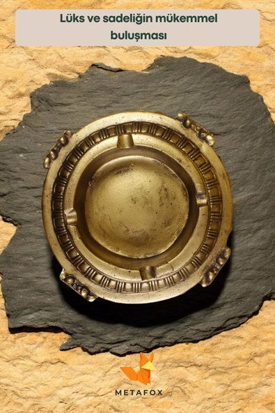 METAFOX Küllük Kül Tablası Sigara Küllüğü Altın Eskitme Renk Model 2 - Resim 3