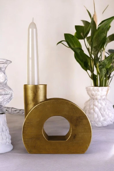 Fonnava Şamdan Mumluk Dekoratif Mumluk Tealight Mumluk Altın Eskitme Renk Model 9 ürün görseli 1