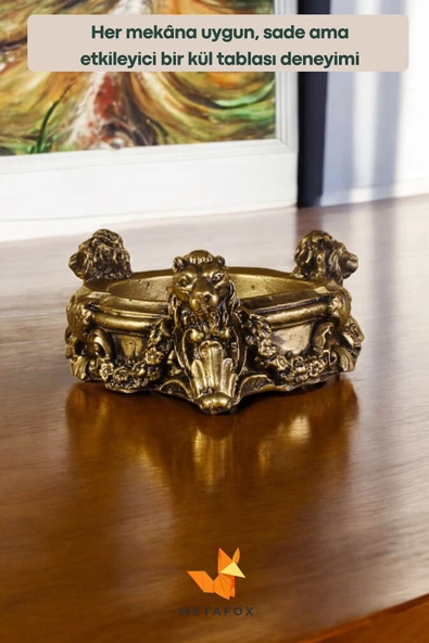 METAFOX Küllük Kül Tablası Sigara Küllüğü Altın Eskitme Renk Model 7 - Resim 5