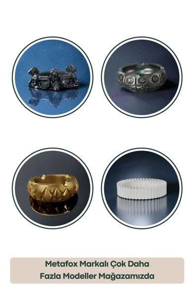 METAFOX Küllük Kül Tablası Sigara Küllüğü Siyah Model 2 - Resim 6