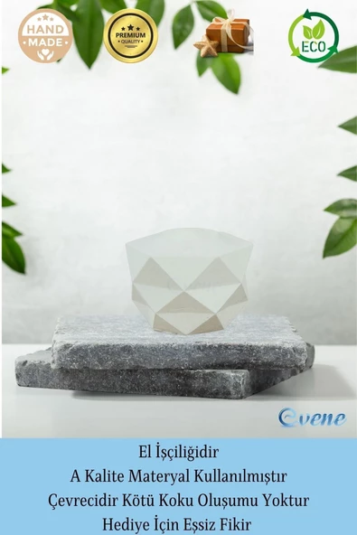 Evene Beyaz Mumluk Şamdan Tealight Ve Ince Mum Uyumlu Prizma Model - Resim 8