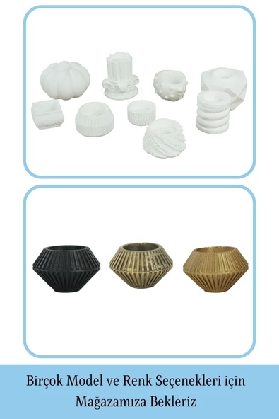 Evene Beyaz Mumluk Şamdan Tealight Mum Uyumlu Elmas Çizgili Model - Resim 6