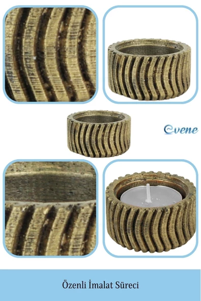 Evene Dekoratif Mumluk Tealight Mumluk Şamdan Mumluk 3 Lü Şamdan Model 26 - Resim 7