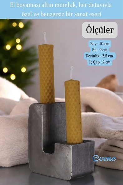 Evene Mumluk Şamdan Ince Mum Uyumlu Gümüş Eskitme Renk Model 12 - 2