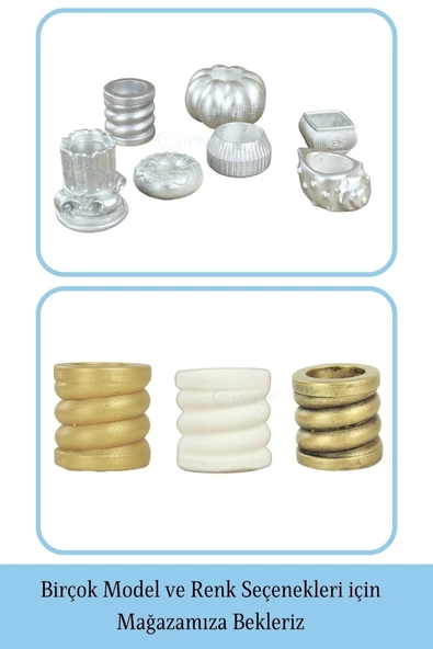 Evene Gümüş Mumluk Şamdan Tealight Ve Ince Mum Uyumlu Spiral Model - 6