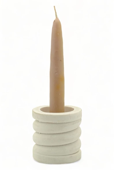 Evene Beyaz Mumluk Şamdan Tealight Ve Ince Mum Uyumlu Spiral Model ürün görseli 1