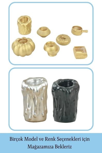 Evene Altın Mumluk Şamdan Tealight Mum Uyumlu Büyük Erimiş Mum Model - 6