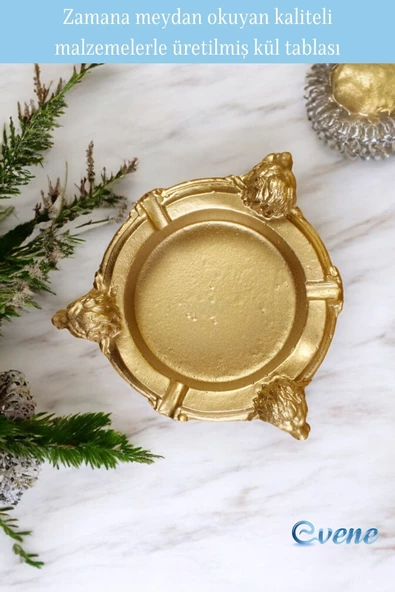 Evene Küllük Altın Kül Tablası Dekoratif Küllük Model 7 - Resim 4