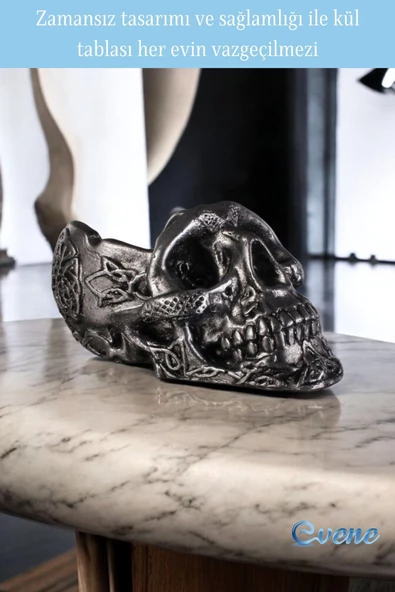 Evene Küllük Gümüş Eskitme Kül Tablası Dekoratif Küllük Model 8 - Resim 5