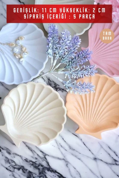 tambana Sunumluk Takı Tabağı Dekoratif Tepsi Obje Seti 5 Parça Model 25 - Resim 3