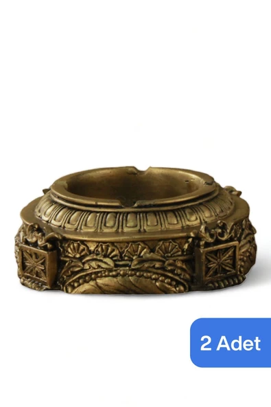 Evene Küllük Altın Eskitme Kül Tablası Dekoratif Küllük 2 Adet Model 2 ürün görseli