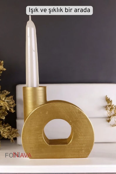 Fonnava Şamdan Mumluk Dekoratif Mumluk Tealight Mumluk Altın Eskitme Renk Model 9 - Resim 3