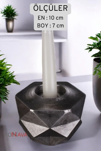 Fonnava Şamdan Mumluk Dekoratif Mumluk Tealight Mumluk Gümüş Eskitme Renk Model 45 - Resim 4