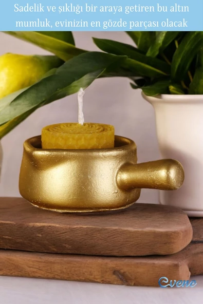 Evene Altın Mumluk Şamdan Tealight Mum Uyumlu Mini Tava Model - 4