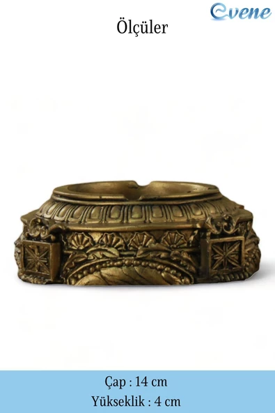 Evene Küllük Altın Eskitme Kül Tablası Dekoratif Küllük 4 Adet Model 2 - Resim 2