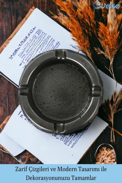 Evene Küllük Gümüş Eskitme Kül Tablası Dekoratif Küllük 2 Adet Model 3 - Resim 4