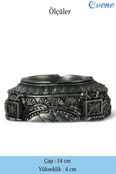 Evene Küllük Gümüş Eskitme Kül Tablası Dekoratif Küllük 2 Adet Model 2 - Resim 2