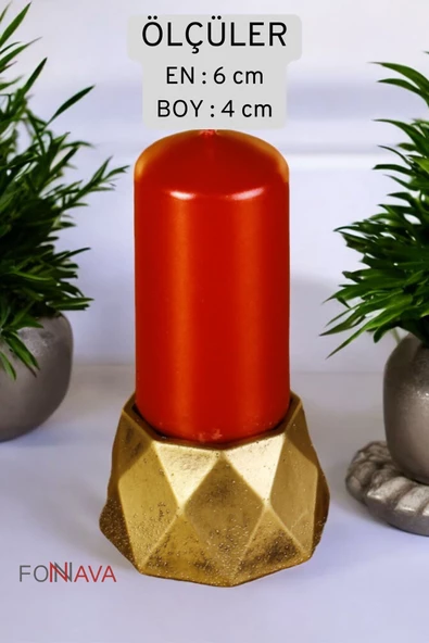 Fonnava Şamdan Mumluk Dekoratif Mumluk Tealight Mumluk Altın Eskitme Renk Model 35 - 5