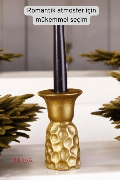 Fonnava Şamdan Mumluk Dekoratif Mumluk Tealight Mumluk Altın Renk Model 44 - Resim 3