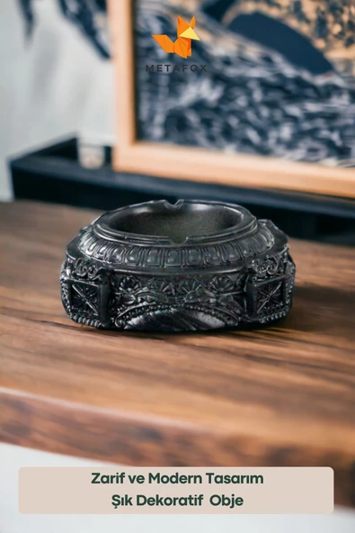 METAFOX Küllük Kül Tablası Sigara Küllüğü Siyah Model 2 - Resim 3