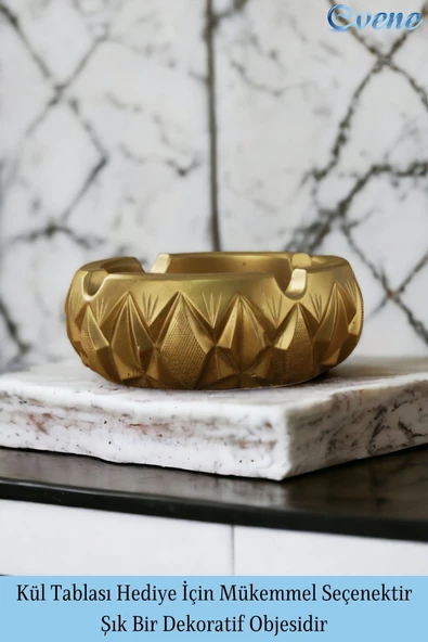 Evene Küllük Altın Kül Tablası Dekoratif Küllük 2 Adet Model 3 - Resim 3