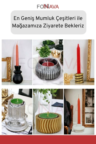 Fonnava Şamdan Mumluk Dekoratif Mumluk Tealight Mumluk Gümüş Eskitme Renk Model 11 - Resim 8