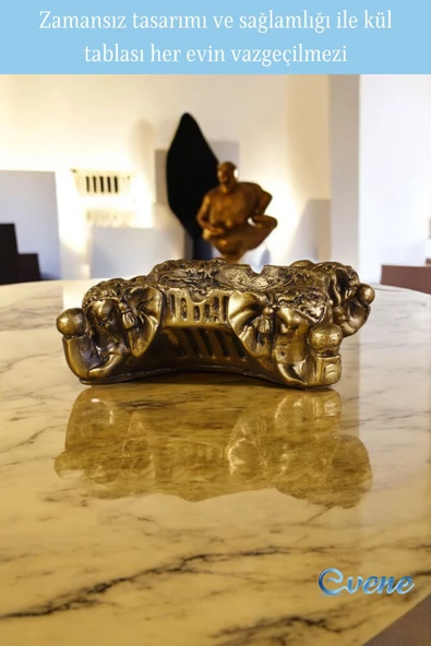 Evene Küllük Altın Eskitme Kül Tablası Dekoratif Küllük Model 6 - Resim 5