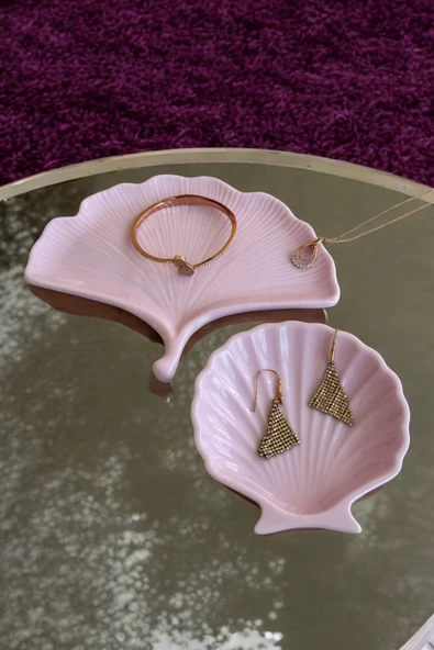tambana Pembe Sunumluk Takı Tabağı Dekoratif Tepsi Obje Seti 2 Parça Model 1003 ürün görseli
