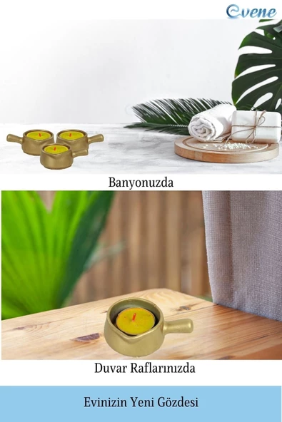 Evene Dekoratif Mumluk Tealight Mumluk Şamdan Mumluk 3 Lü Şamdan Model 24 - Resim 5