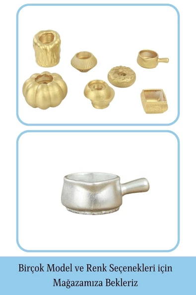 Evene Dekoratif Mumluk Tealight Mumluk Şamdan Mumluk 3 Lü Şamdan Model 24 - Resim 6