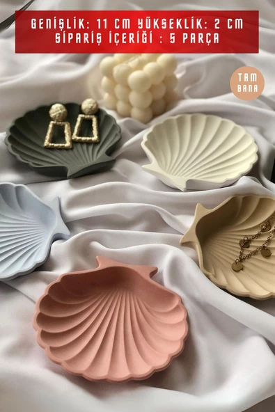 tambana Sunumluk Takı Tabağı Dekoratif Tepsi Obje Seti 5 Parça Model 25 - 3