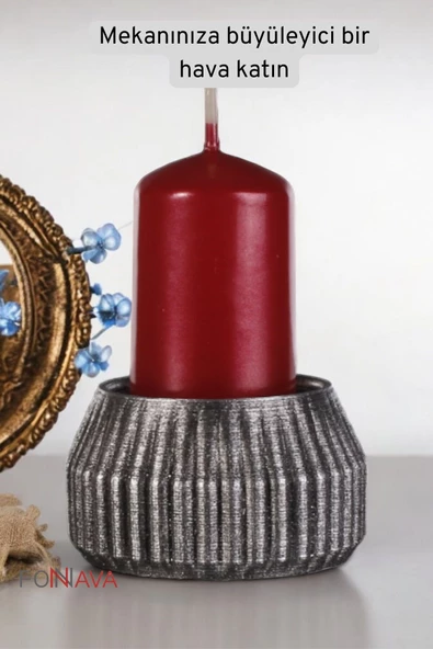 Fonnava Şamdan Mumluk Dekoratif Mumluk Tealight Mumluk Gümüş Eskitme Renk Model 38 - 2