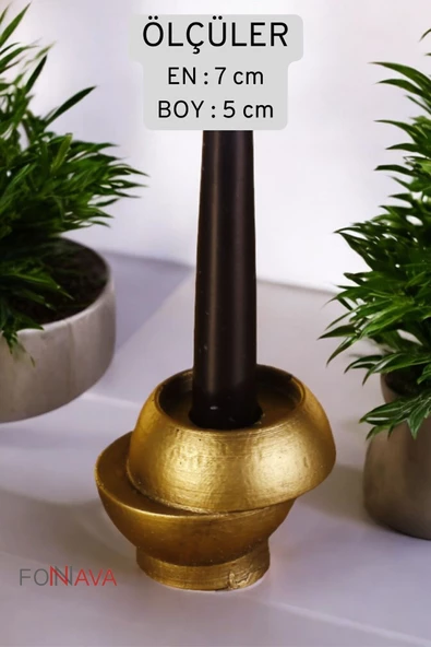 Fonnava Şamdan Mumluk Dekoratif Mumluk Tealight Mumluk Altın Eskitme Renk Model 25 - Resim 4