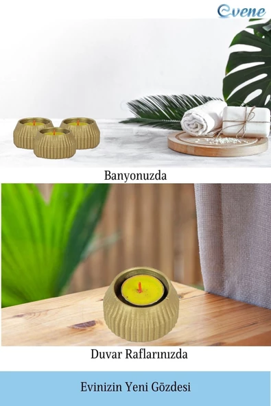 Evene Dekoratif Mumluk Tealight Mumluk Şamdan Mumluk 3 Lü Şamdan Model 38 - Resim 5