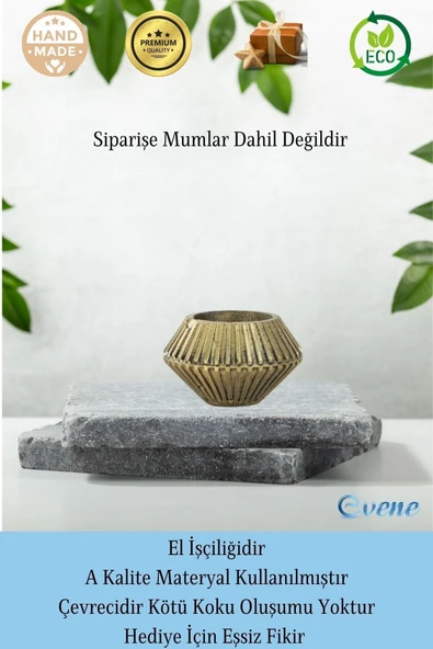 Evene Dekoratif Mumluk Tealight Mumluk Şamdan Mumluk 3 Lü Şamdan Model 37 - Resim 8