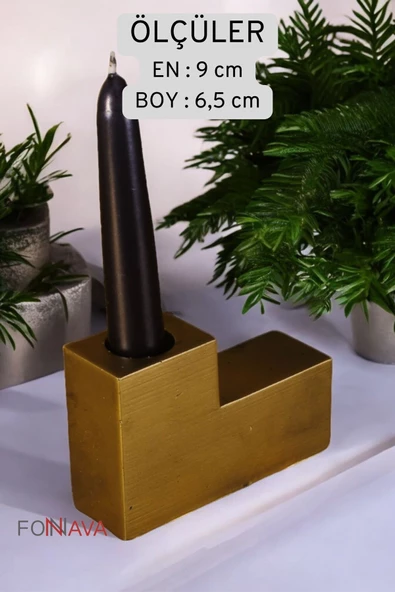 Fonnava Şamdan Mumluk Dekoratif Mumluk Tealight Mumluk Altın Eskitme Renk Model 17 - 5