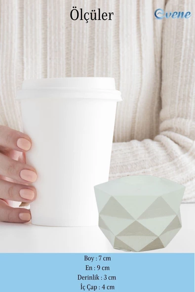 Evene Beyaz Mumluk Şamdan Tealight Ve Ince Mum Uyumlu Prizma Model - Resim 2