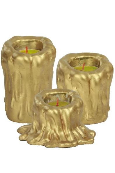 Evene Dekoratif Mumluk Tealight Mumluk Şamdan Mumluk 3 Lü Şamdan Model 43 - 1
