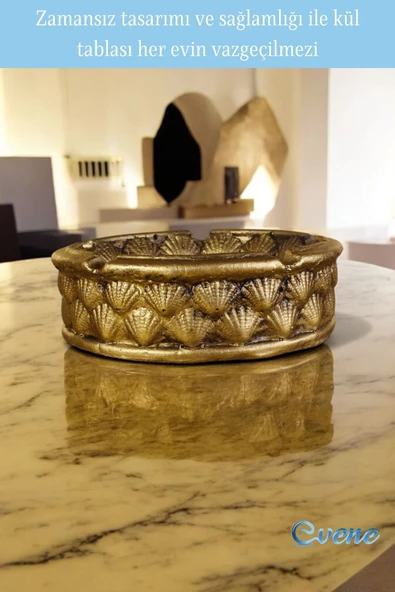 Evene Küllük Altın Eskitme Kül Tablası Dekoratif Küllük Model 1 - Resim 5